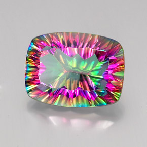 Cuarzo místico multicolor natural de 19,28 ct, corte cojín, VVS