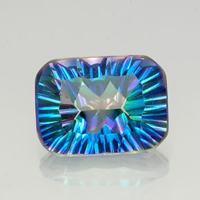 Cuarzo místico multicolor natural de 9,71 ct, corte esmeralda, VVS