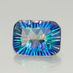 Cuarzo místico multicolor natural de 9,71 ct, corte esmeralda, VVS