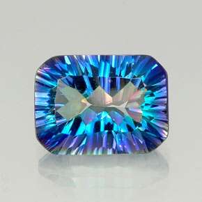 Cuarzo místico multicolor natural de 10,19 ct, corte esmeralda, VVS-VS