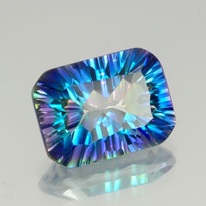 Cuarzo místico multicolor natural de 10,19 ct, corte esmeralda, VVS-VS