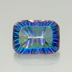 Cuarzo místico multicolor natural de 9,69 ct, corte esmeralda, VVS