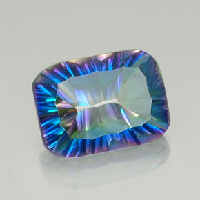 Cuarzo místico multicolor natural de 9,69 ct, corte esmeralda, VVS