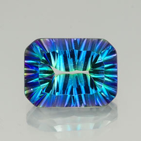 Cuarzo místico multicolor natural de 10,66 ct, corte esmeralda, VVS-VS