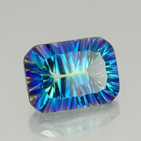 Cuarzo místico multicolor natural de 10,66 ct, corte esmeralda, VVS-VS