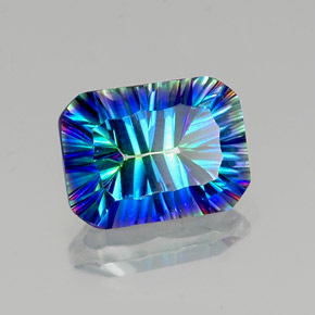 Cuarzo Místico Arcoíris superior natural de 10.36 ct, corte esmeralda, VVS-VS