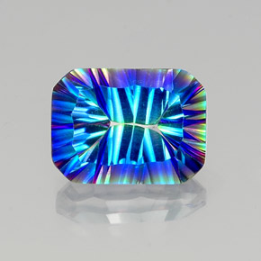 Cuarzo místico multicolor natural de 10,64 ct, corte esmeralda, VVS