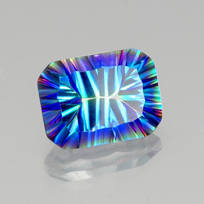 Cuarzo místico multicolor natural de 10,64 ct, corte esmeralda, VVS