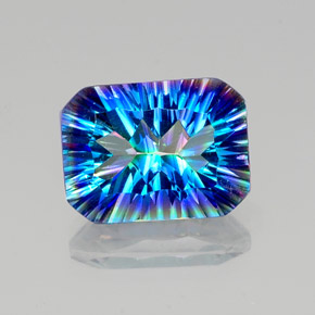 Cuarzo místico multicolor natural de 10,25 ct, corte esmeralda, VVS-VS