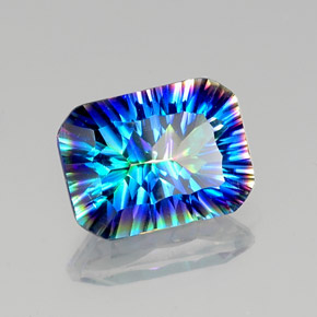 Cuarzo místico multicolor natural de 10,25 ct, corte esmeralda, VVS-VS
