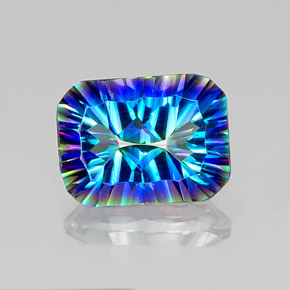 Cuarzo místico multicolor natural de 9,86 ct, corte esmeralda, VVS-VS