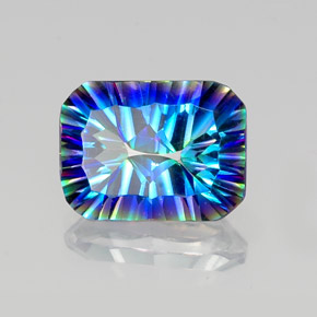 Cuarzo místico multicolor natural de 9,86 ct, corte esmeralda, VVS-VS