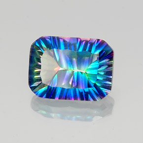 Cuarzo místico multicolor natural de 10,23 ct, corte esmeralda, VVS-VS
