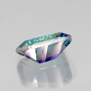 Cuarzo místico multicolor natural de 10,23 ct, corte esmeralda, VVS-VS