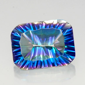 Cuarzo místico multicolor natural de 10,00 ct, corte esmeralda, VVS