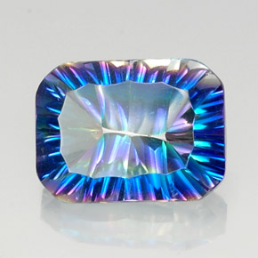 Cuarzo místico multicolor natural de 10,00 ct, corte esmeralda, VVS