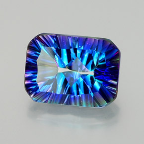 Cuarzo místico multicolor natural de 10,52 ct, corte esmeralda, VVS