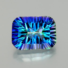 Cuarzo místico multicolor natural de 10,75 ct, corte esmeralda, VVS-VS