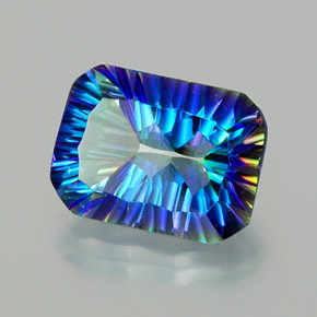 Cuarzo místico multicolor natural de 10,75 ct, corte esmeralda, VVS-VS