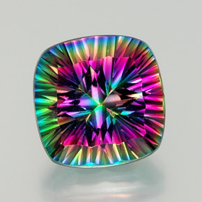 Cuarzo místico multicolor natural de 14,82 ct, corte cojín, VVS