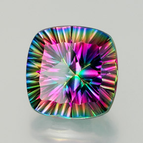 Cuarzo místico multicolor natural de 14,82 ct, corte cojín, VVS