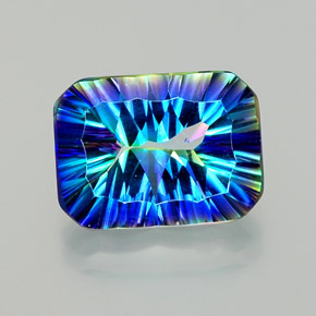 Cuarzo místico multicolor natural de 10,42 ct, corte esmeralda, VS