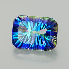 Cuarzo místico multicolor natural de 10,42 ct, corte esmeralda, VS
