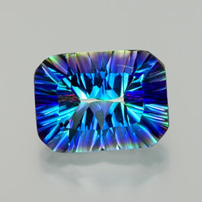 Cuarzo místico multicolor natural de 11,25 ct, corte esmeralda, VVS-VS