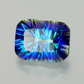 Cuarzo místico multicolor natural de 11,25 ct, corte esmeralda, VVS-VS