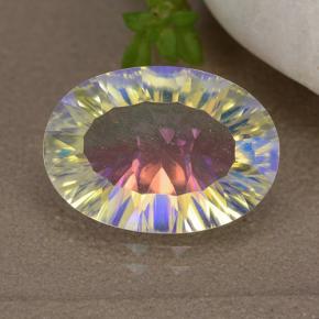 Cuarzo místico multicolor natural de 4,64 ct, corte óvalo, VVS-VS