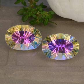 Gemas de Cuarzo Místico Multicolor natural de 9.99 ct, Corte Óvalo, VVS-VS