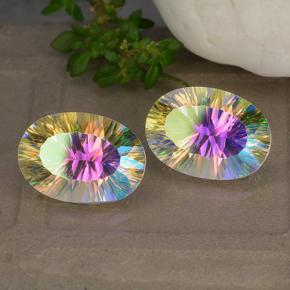 Gemas de Cuarzo Místico Multicolor natural de 9.99 ct, Corte Óvalo, VVS-VS
