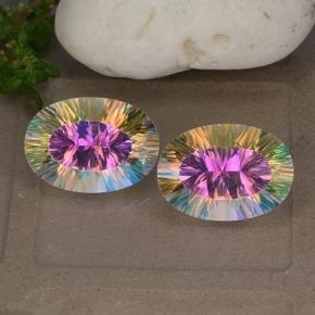 Gemas de cuarzo místico multicolor natural de 10,62 ct, corte óvalo, VVS-VS
