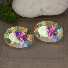 Gemas de cuarzo místico multicolor natural de 10,62 ct, corte óvalo, VVS-VS