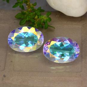 Gemas de cuarzo místico multicolor natural de 10,52 ct, corte óvalo, VVS-VS