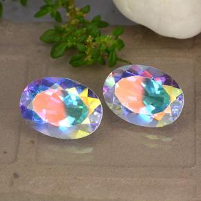 Gemas de cuarzo místico multicolor natural de 10,52 ct, corte óvalo, VVS-VS
