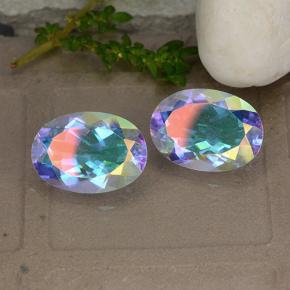Gemas de Cuarzo Místico Multicolor natural de 9.59 ct, Corte Óvalo, VVS-VS