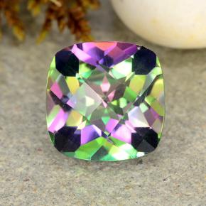 Cuarzo místico multicolor natural de 2,02 ct, corte cojín, VVS-VS