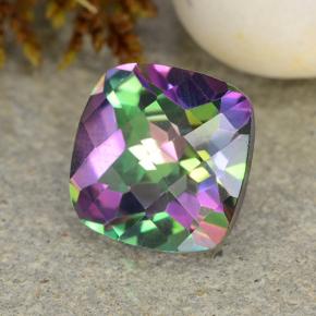 Cuarzo místico multicolor natural de 2,02 ct, corte cojín, VVS-VS