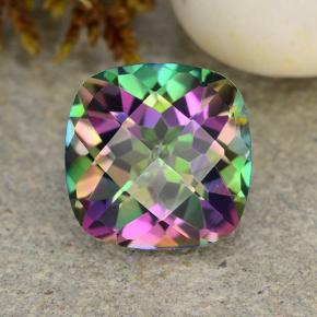 Cuarzo místico multicolor natural de 2,09 ct, corte cojín, VVS-VS