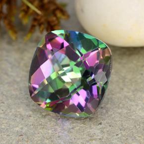 Cuarzo místico multicolor natural de 2,09 ct, corte cojín, VVS-VS