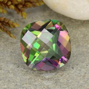 Cuarzo místico multicolor natural de 2,33 ct, corte cojín, VS-SI