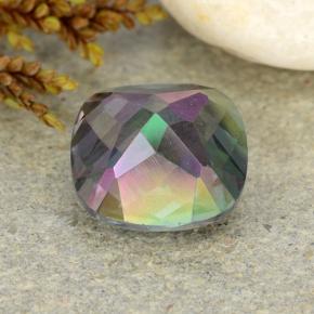 Cuarzo místico multicolor natural de 2,33 ct, corte cojín, VS-SI
