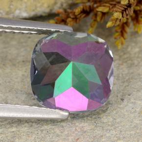 Cuarzo místico multicolor natural de 2,05 ct, corte cojín, VS