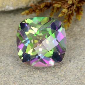 Cuarzo místico multicolor natural de 1,96 ct, corte cojín, VS