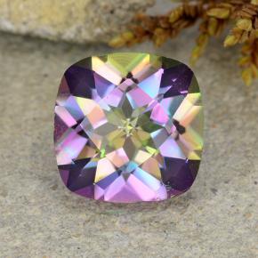 Cuarzo místico multicolor natural de 1,83 ct, corte cojín, VS