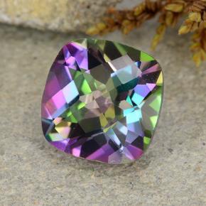 Cuarzo místico multicolor natural de 1,83 ct, corte cojín, VS