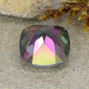 Cuarzo místico multicolor natural de 1,83 ct, corte cojín, VS