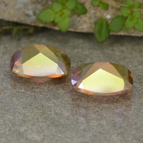 Gemas de cuarzo místico multicolor natural de 3,52 ct, corte cojín, VVS-VS