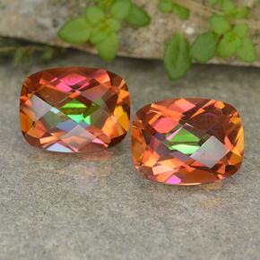 Gemas de cuarzo místico multicolor natural de 3,69 ct, corte cojín, VS